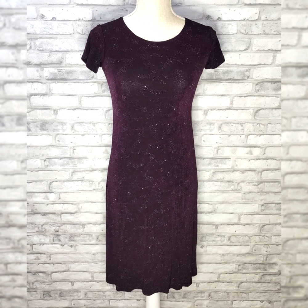 Vintage All That Jazz Royal Purple Slinky Sparkle Dress Mini